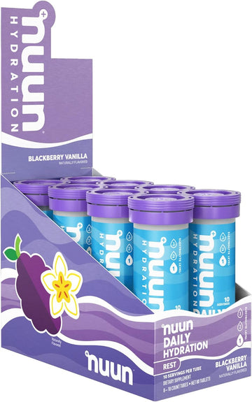 Nuun Hydration Rest, Rest And Recovery Electrolyte Tablets, Magnesium Citrate, Blackberry Vanilla, 8 Pack (80 Servings)