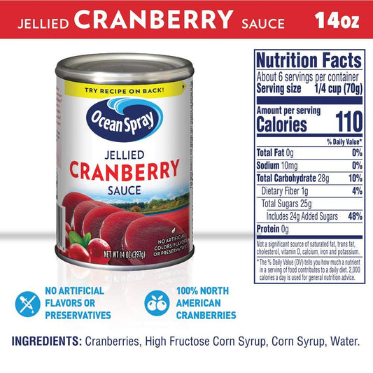 Ocean Spray Cranberry Sauce Jellied, 14-Ounce Bottles (Pack of 24)