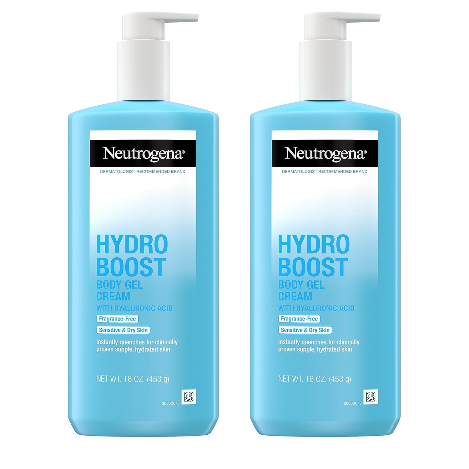 Neutrogena Hydro Boost Body Gel Cream, Hydrating Body Lotion With Hyaluronic Acid For Sensitive Skin, Fragrance-Free Hyaluronic Acid Moisturizer, 16 Oz (Pack Of 2)