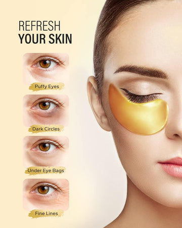 Under Eye Patches(50 Pairs), 24K Gold, Caffeine, Hyaluronic Acid, Aloe Vera Eye Masks For Dark Circles Puffy Eyes Undereye Bags, Eye Skin Care Gift Set For Bachelorette Party Favors