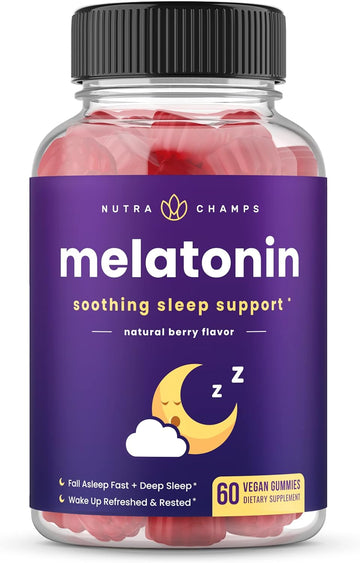 Melatonin Gummies for Kids & Adults | Natural Sleep Aid Drug-Free, Vegan Berry Flavor Kids Melatonin Gummy Supplement | 2.5mg, 5mg or 10mg Dose | Sleeping Pills Substitute