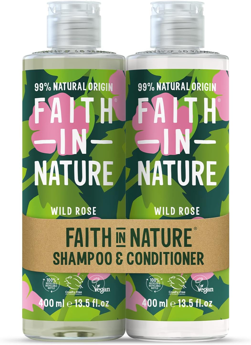 Faith In Nature Wild Rose Shampoo & Conditioner Bundle 400Ml X2