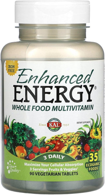 KAL Enhanced Energy Iron Free Tablets, 90 Count