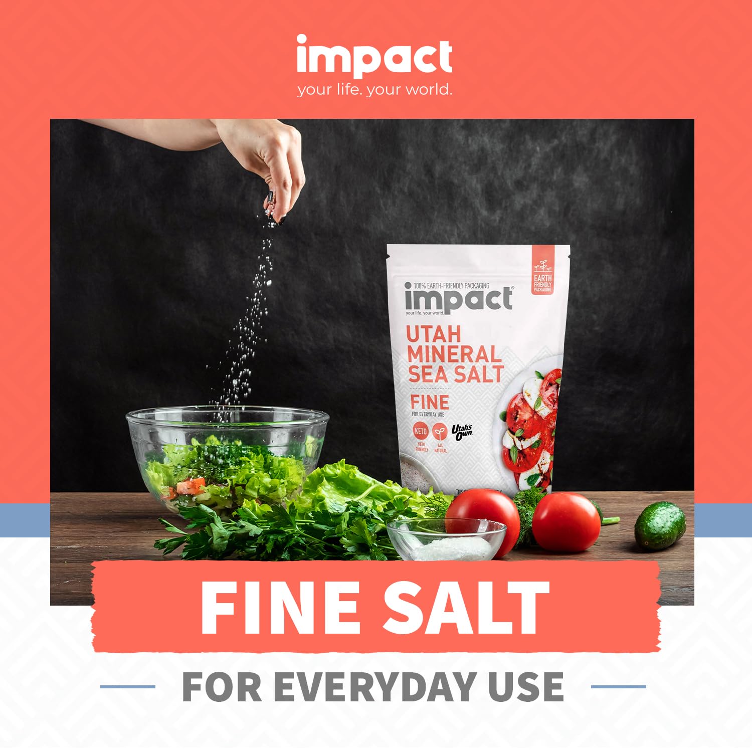 Impact - Utah Mineral Sea Salt (Coarse Grain) Unrefined Non-Gmo Gluten Free With Trace Minerals - Enhance Flavor And Health With Premium Gourmet Salt From Ancient Central Utah Deposit - 2Lb