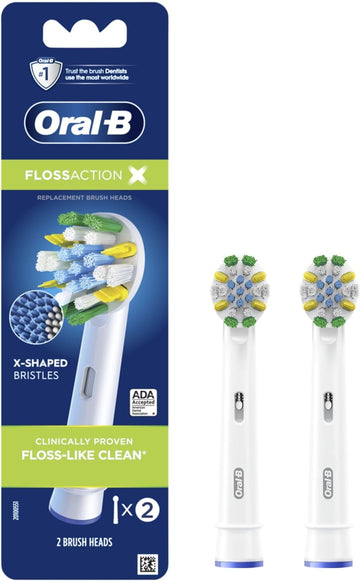 Oral-B Flossaction Electric Toothbrush Replacement Brush Heads Refill, 2 Count