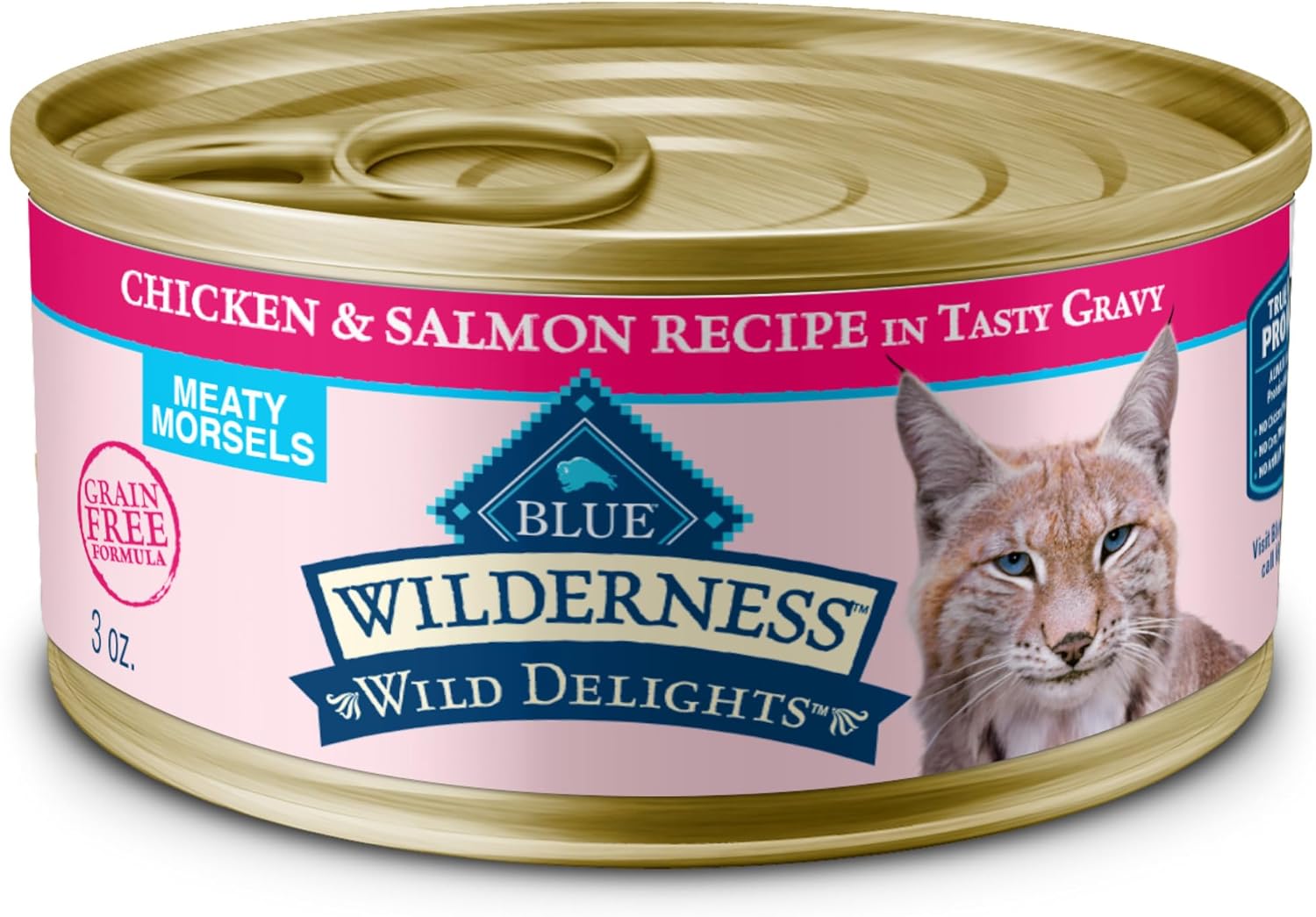 Blue Buffalo Wilderness Wild Delights Meaty Morsels Natural Wet Cat Food, Chicken & Salmon In Tasty Gravy, 3-Oz. Cans, 24-Pack