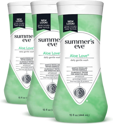 Summer'S Eve Aloe Love Gentle Daily All Over Feminine Body Wash, Removes Odor, Feminine Wash Ph Balanced, 15 Fl Oz, 3 Pack