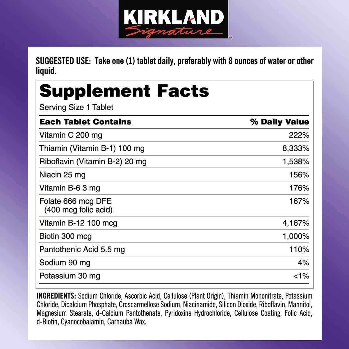 Kirkland Signature One Per Day Super B-Complex with Electrolytes,500 tablets