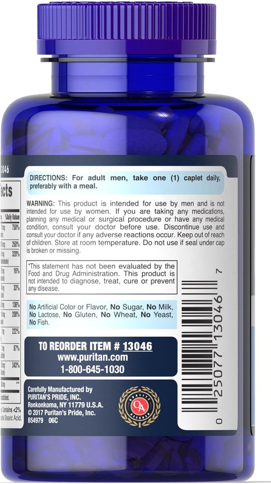 Puritan'S Pride One Daily Mens Multivitamin Caplets, 100 Count