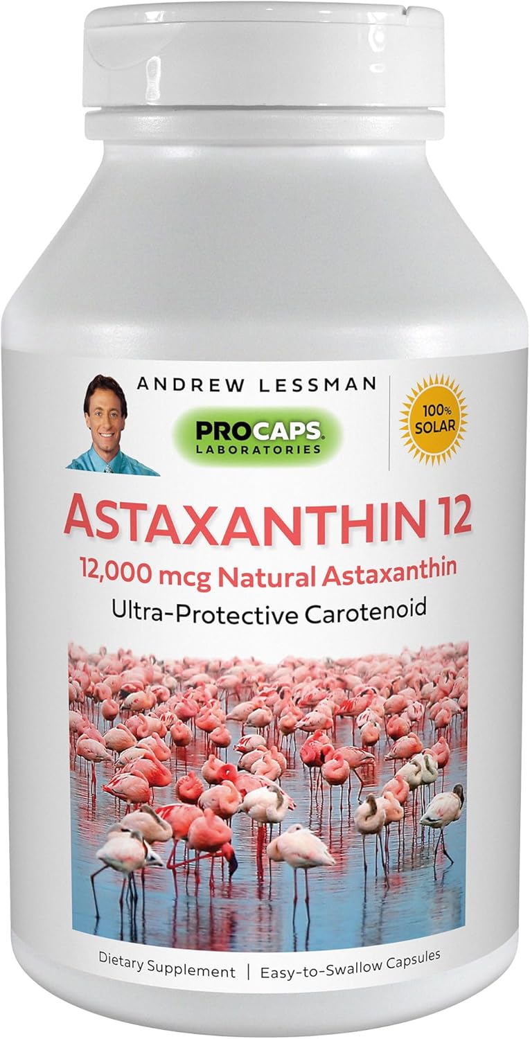 Andrew Lessman Astaxanthin 12Mg - 120 Softgels - 12000 Mcg Natural Astaxanthin, Powerful Anti-Oxidant Carotenoid. Protection For Eyes, Heart, Skin And More. No Additives. Easy To Swallow Softgels