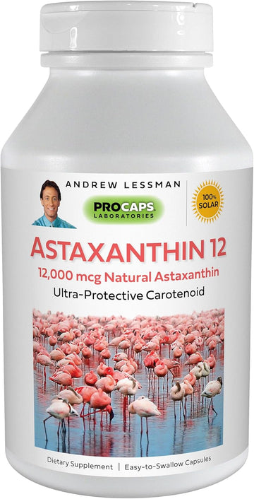 Andrew Lessman Astaxanthin 12Mg - 30 Softgels - 12000 Mcg Natural Astaxanthin, Powerful Anti-Oxidant Carotenoid. Protection For Eyes, Heart, Skin And More. No Additives. Easy To Swallow Softgels