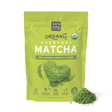 SEN CHA Naturals Organic Everyday Matcha Powder, Authentic Japanese Matcha Green Tea Powder, Premium First & Second Harvest Culinary Grade Organic Matcha Tea, Lattes & Baking, 4oz Bag (1 Pack)