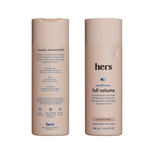 Hers Full Volume Shampoo And Conditioner - Volumizing Shampoo And Conditioner For Women - Soft Cedar & Citron - Adds Volume, Shine & Bounce - 2 X 6.4 Fl Oz Bottles