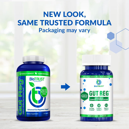 Biotrust Gut Reg Supports A Healthy Gut Lining, Helps Restore Gut Health And Helps Relieve Occasional Gi Discomfort With Pepzin Gi, L-Glutamine And Ginger Extract, Non-Gmo, Gluten-Free (60 Capsules)