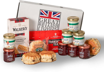 Great British Trading Large Afternoon Tea Luxury Gift Hamper With Scones, Strawberry Jam, Clotted Cream, Tea Bags And Shortbread