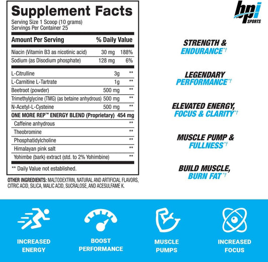 BPI Sports One More Rep Pre-Workout Powder - Increase Energy and Stami