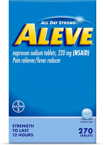 Aleve Pain Reliever & Fever Reducer Tablets, Naproxen Sodium, Headache Pain Relief, Back and Body Pain Relief Medicine, 270 Count