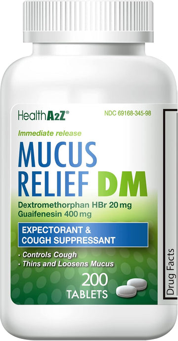 Healtha2Z® Mucus Relief Dm | Dextromethorphan Hbr 20Mg | Guaifenesin 400Mg | Cough, Immediate Release, Uncoated (200 Count (Pak Of 1))