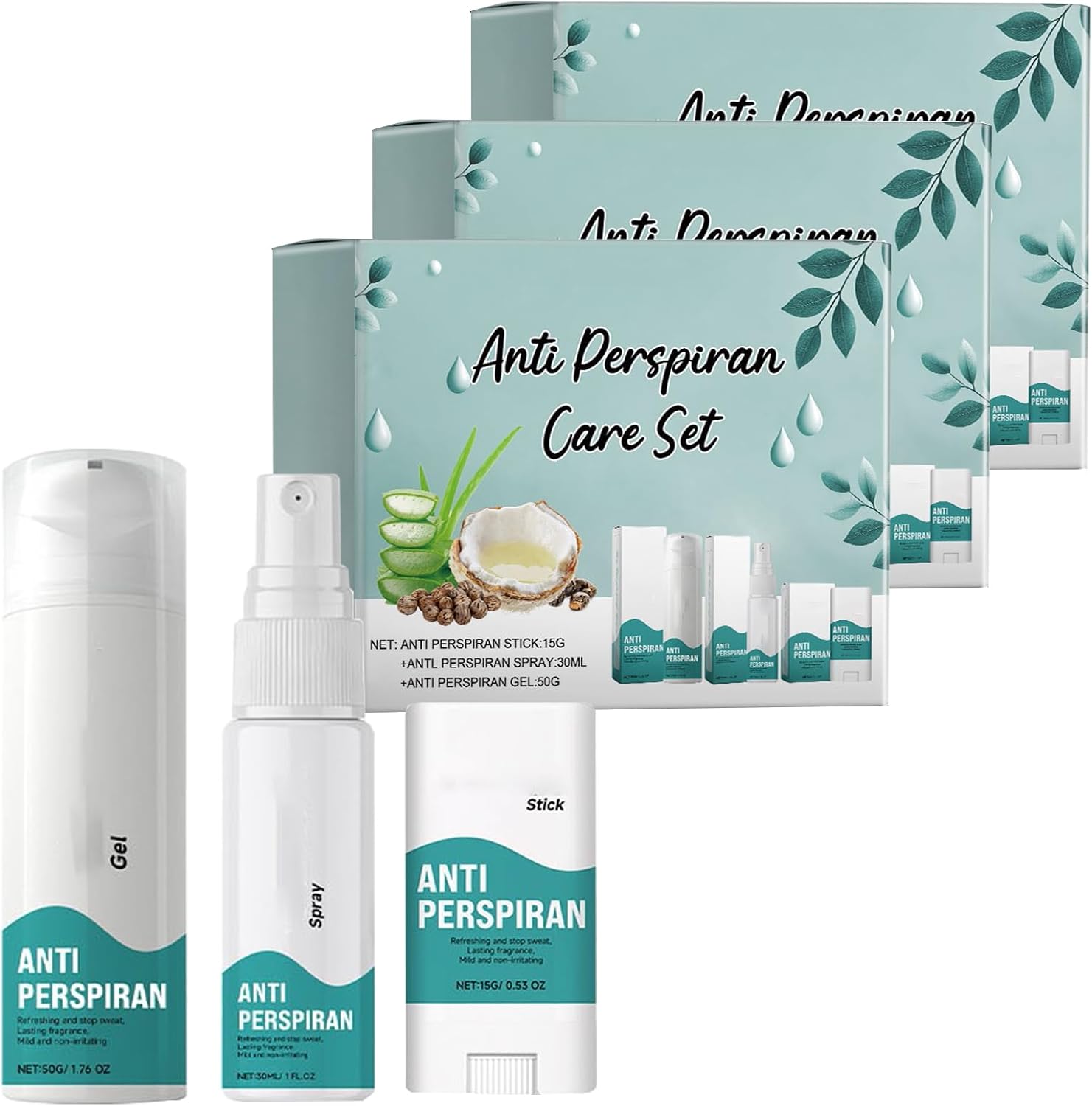 Antiperspirant Deodorant Gel Spray Stick, Anti Sweat Deodorant, Mens Antiperspirant Deodorant Gift Set, Against Heavy Sweating On The Underarm, Head, Face & Body, Face Antiperspirant For Women Men (3)