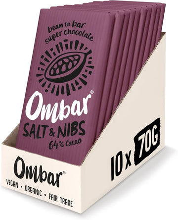 Vegan Chocolate - Ombar Centres Coconut & Raspberry (70G X 10 Bars) Organic, Fair Trade, Dairy Free And Gluten Free Chocolate