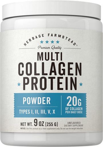 Carlyle Multi Collagen Protein Powder | 9Oz | Unflavored | Types I, Ii, Iii, V, X | 20G Per Daily Dose | Non-Gmo, Gluten Free | By Herbage Farmstead