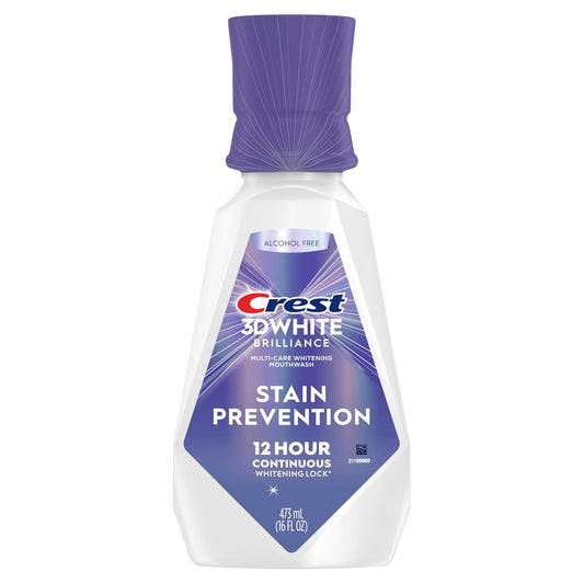 Crest 3D White Brilliance Stain Prevention Mouthwash/Rinse 473 Ml- 12-Hour Stain Prevention, Alcohol Free : Health & Household
