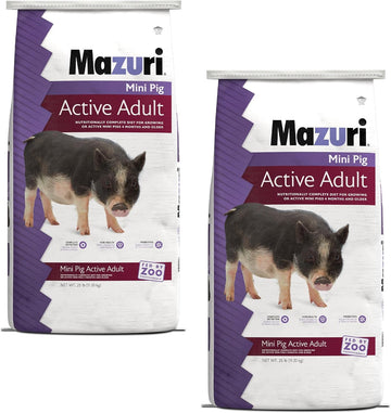 Mazuri | Nutritionally Complete Mini Pig Active Adult Food | 25 Pound (25 Lb.) Bag - Pack Of 2