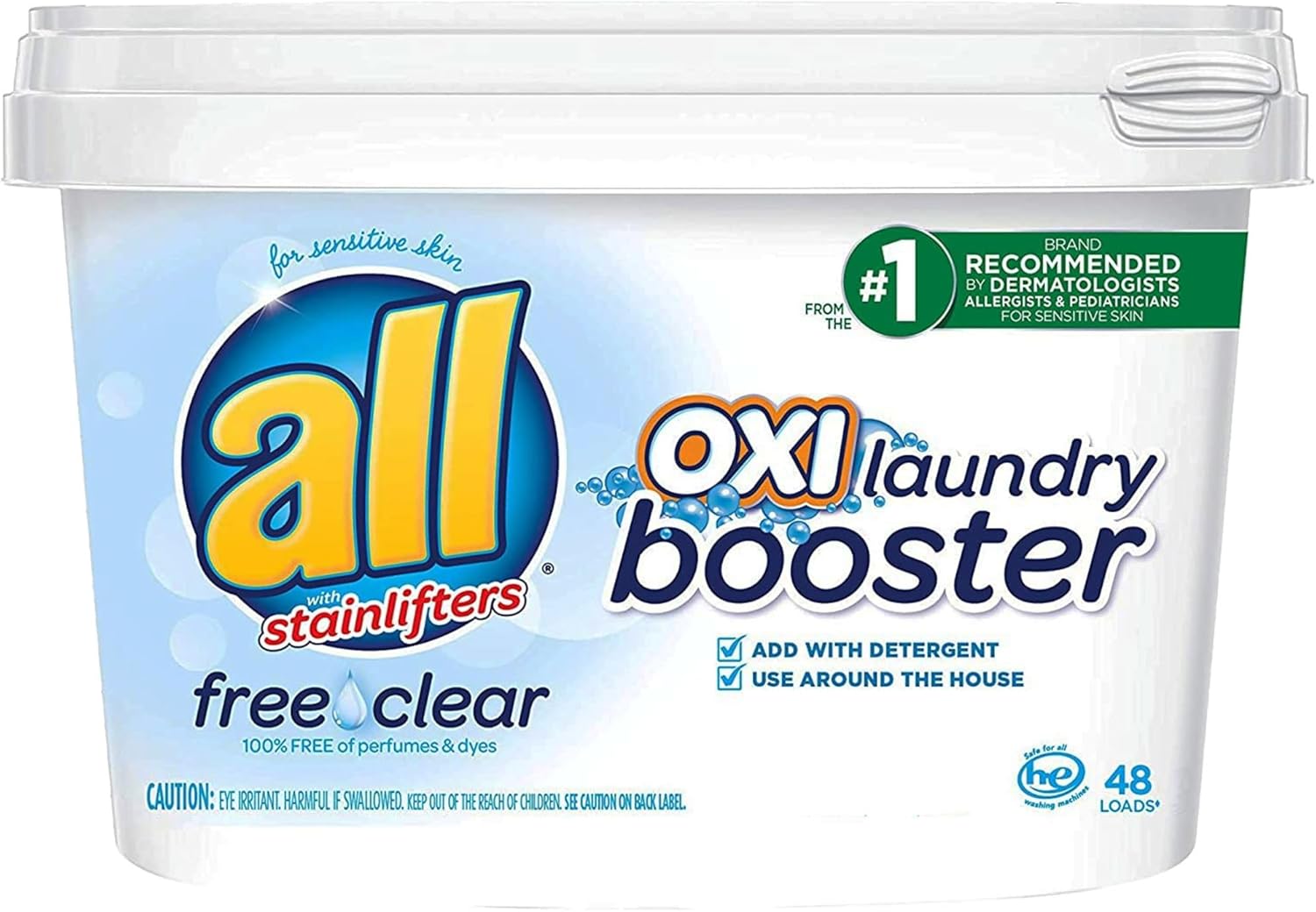 All Oxi Laundry Booster For Sensitive Skin, Free Clear, 52 Ounces, 48 Loads