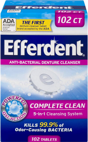 Efferdent Denture Cleanser Tablets, Complete Clean, 102 Tablets