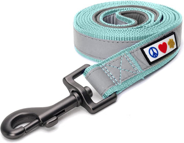 Pawtitas 1.8 M Reflective Dog Lead Comfortable Padded Handle | Puppy Dog Training Double Handle Reflective Lead | Reflective Short Dog Lead for Training | Hands Free Running Dog Lead - M/L Teal Lead?6766065