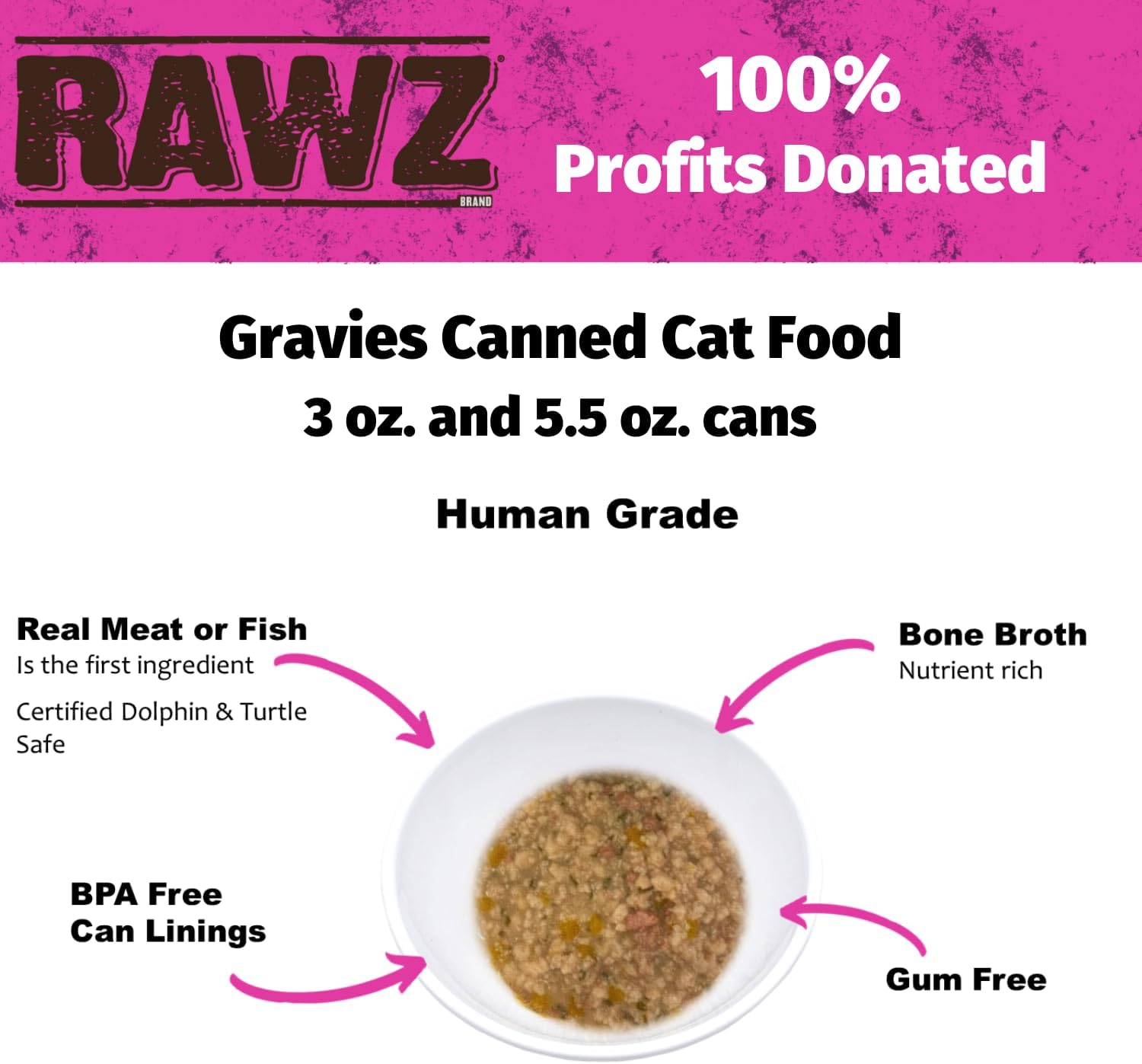 Rawz Natural Premium Minced Canned Cat Food in Gravy from Bone Broth - Made with Real Meat Ingredients No BPA & Gums - (3 Ounce Cans) (Pack of 18), Tuna & Mackerel : Pet Supplies