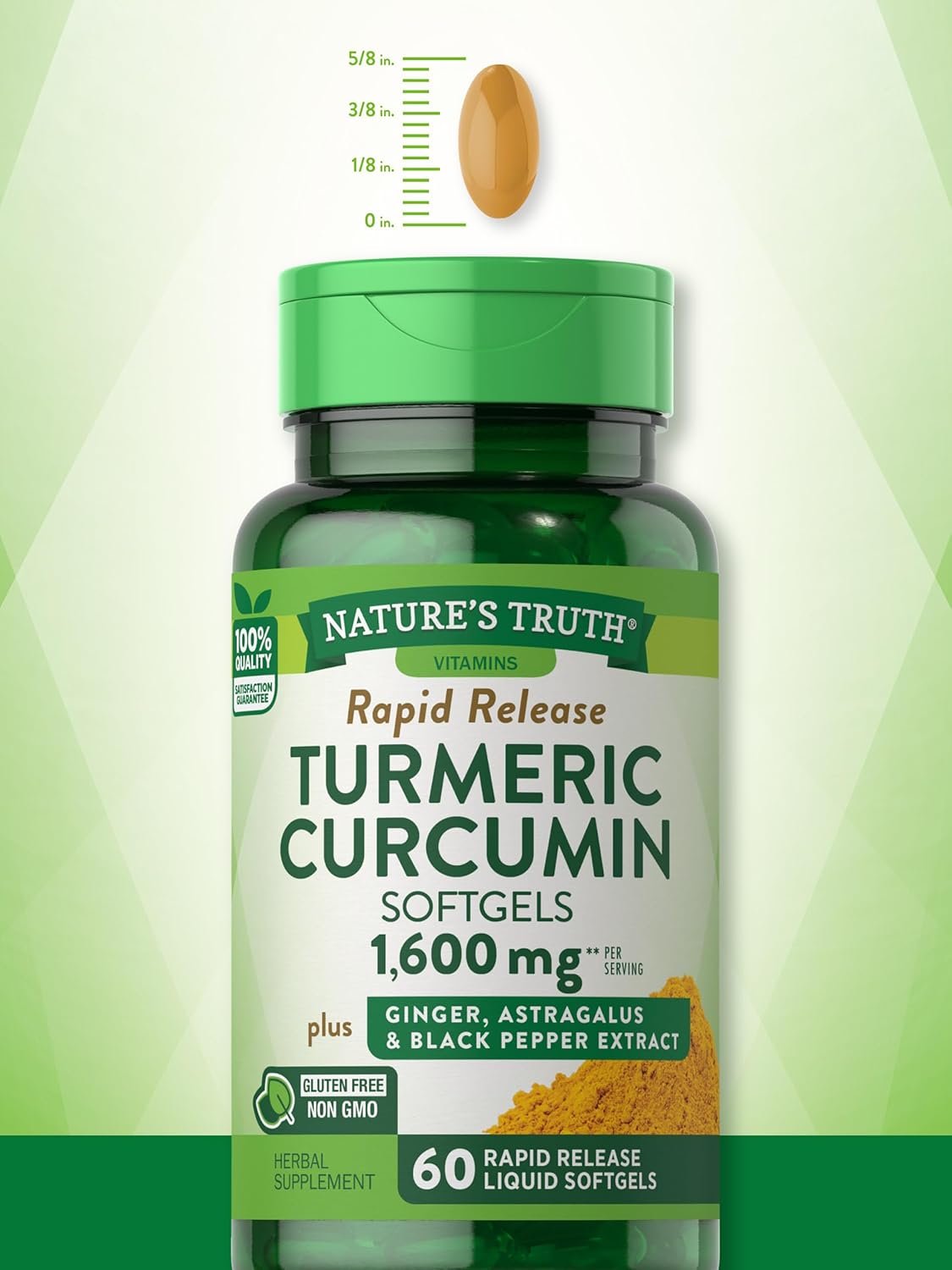 Nature's Truth Turmeric Curcumin Complex | 1600mg | 60 Softgel Capsules | with Ginger, Astragalus, & Black Pepper Extract | Non-GMO & Gluten Free Supplement : Health & Household