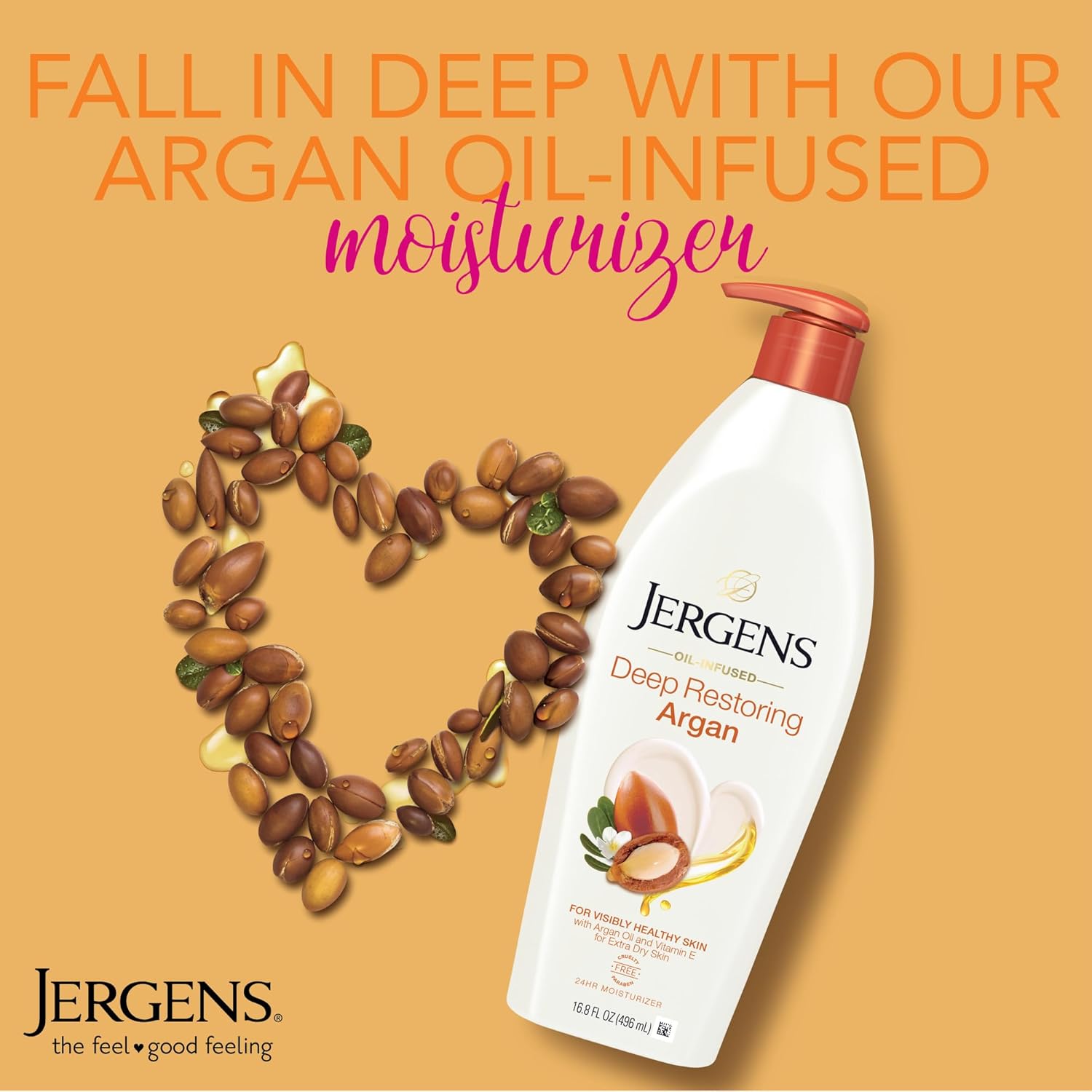 Jergens Deep Restoring Argan Oil Moisturizer, Soothing Body And Hand Lotion With Reviving Argan Oil And Vitamin E, Oil-Infused, Dermatologist Tested, 16.8 Oz : Beauty & Personal Care