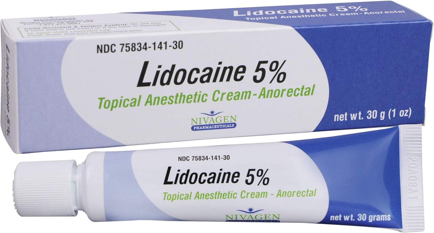 Nivagen Maximum Strength Lidocaine 5% Anorectal Cream | Hemorrhoid Rel