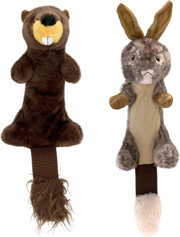 Pet Factory Shake & Squeak Critter Tugz Plush Dog Toy, Randomly Selected - Rabbit Or Beaver, One Size