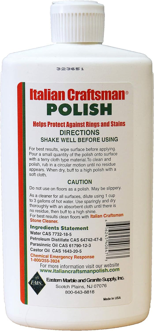 Granite and Marble Polish - Cleans and Protects - Italian Craftsman 16 oz