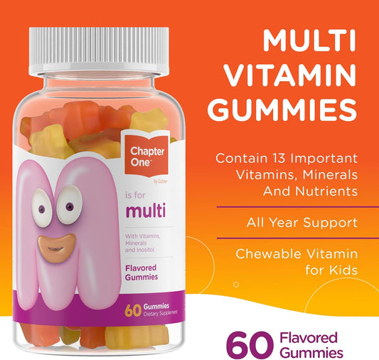 Zahler - Chapter One Kids Multivitamin Gummy With 13 Vitamins & Nutrients (60 Flavored Gummies) - Certified Kosher Kids Vitamins Including Vitamin C, D3, Zinc & More - Delicious Multivitamin Gummies