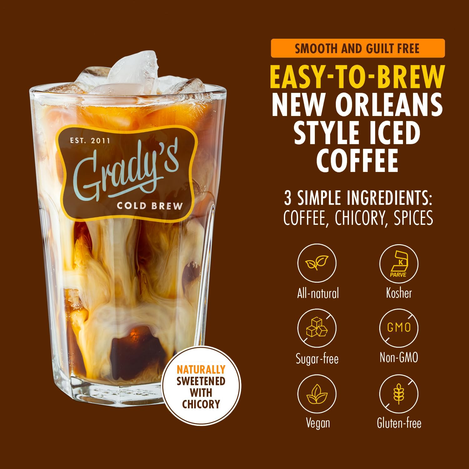 Grady’S Cold Brew Coffee Pouches | New Orleans Style | 100% Arabica Ground Coffee & Chicory | Coffee Can With 4 Easy-To-Brew Bean Bags | Makes 12 Drinks
