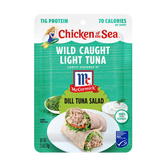 Chicken of the Sea Wild Caught Light Tuna, Dill Tuna Salad, 2.5 oz. Packet (Box of 12)