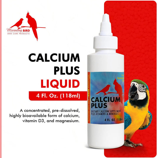 Morning Bird Calcium Plus Liquid Supplement For Birds - Liquid Calcium Formula With Magnesium And Vitamin D3 Calcium Supplement For All Birds – 16 Fl Oz