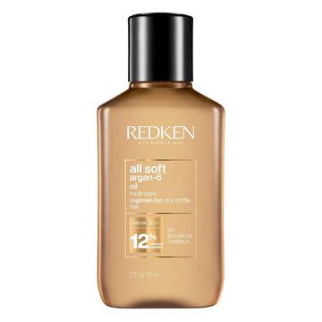 Redken Hair Oil, With Argan -6 Oil & Moisture Complex, Adds Softness And Boosts Shine, For Dry & Brittle Hair, Deeply Conditions And Moisturizes, All Soft Argan-6 Oil, 3.7 Fl.Oz