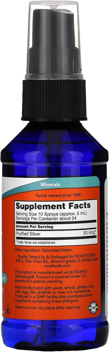 Now Foods Supplements, Silver Sol 10 Ppm With Elemental Silver And Deionized Water, Liquid, 4-Ounce