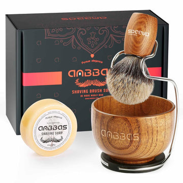Anbbas Synthetic Badger Hair Shaving Brush,Stainless Steel Shaving Stand And Bowl,Goat Milk Shaving Soap 100G For Men Wet Shave Kit