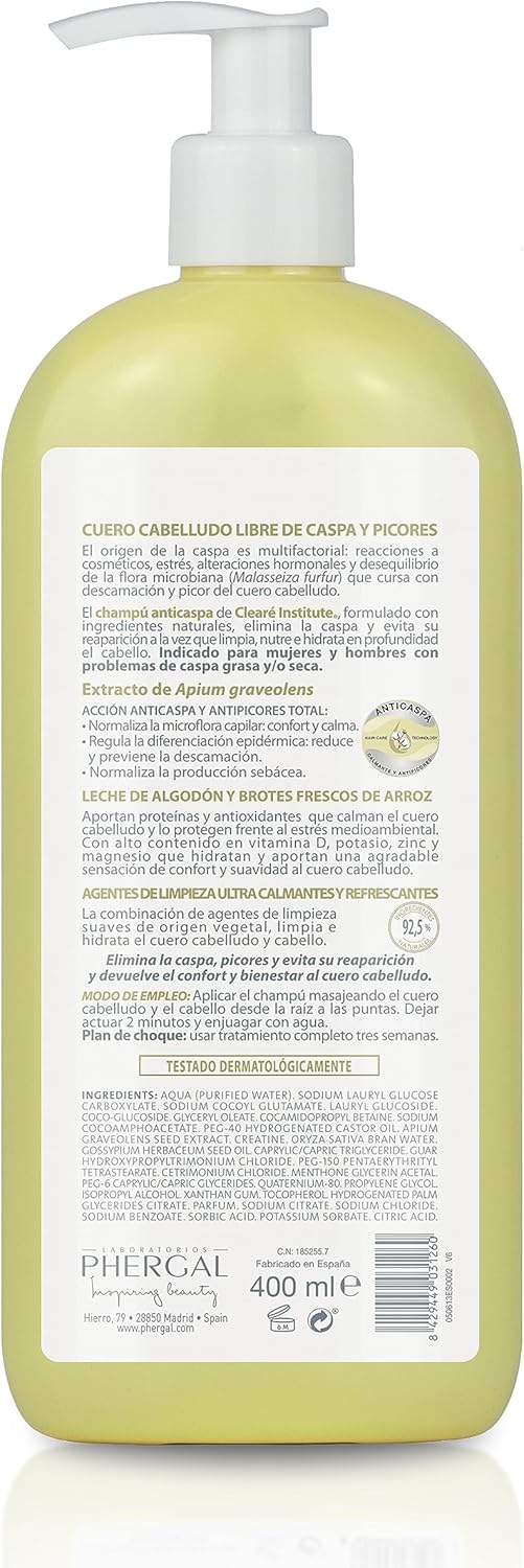 Cleare Institute Dandruff Shampoo Natural Ingredients. 400 ml