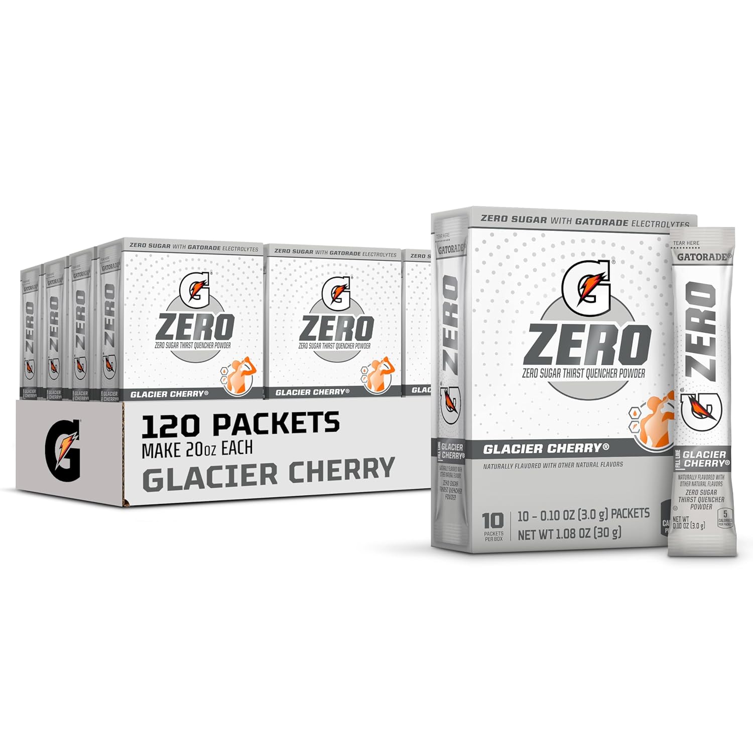 Gatorade G Zero Powder, Glacier Cherry , 10 Count (Pack Of 12)