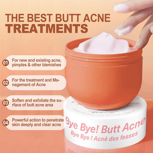 Butt Acne Clearing Cream, Butt Thigh Skin Care Clears Buttocks Zits, Pimples And Dark Spots, Moisturize Cream With Salicylic Acid & Tea Tree, Skin Delicate And Smooth Body Care 5.46 Oz