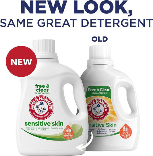 Arm & Hammer Sensitive Skin Free & Clear, 105 Loads Liquid Laundry Detergent, 105 Fl oz
