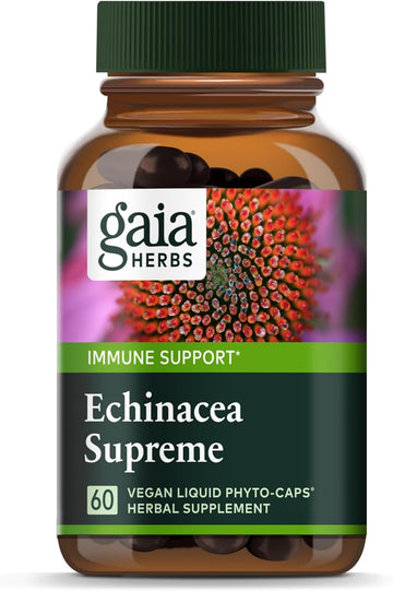 Gaia Herbs Echinacea Supreme - Immune Support Supplement - Echinacea Purpurea And Echinacea Angustifolia Blend To Support Immune System - 60 Vegan Liquid Phyto-Capsules (30-Day Supply)