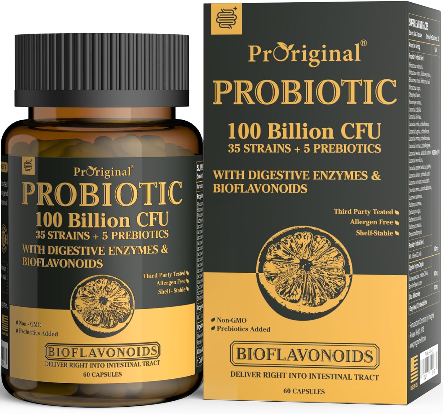 Probiotics With Prebiotics For Men And Women - 35 Strains Organic Probiotic 100 Billion Cfu For Gut & Digestive Health, Vegan Acidophilus Probiotic Supplement, Non-Gmo Raw Probiotic 60 Capsules