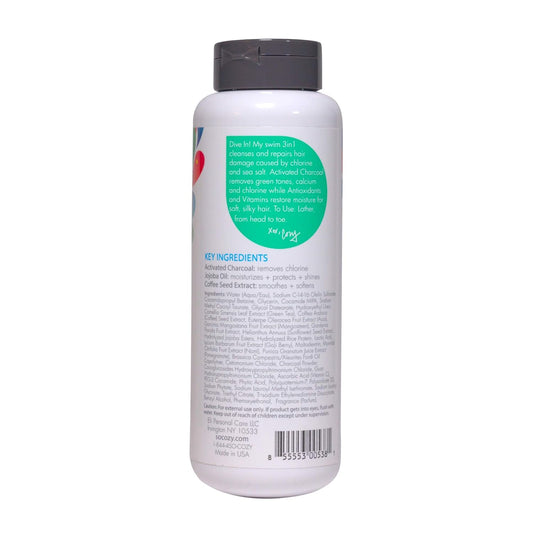 SoCozy Kids Swim 3-in-1 Shampoo, Conditioner & Body Wash - 3-in-1 Combo Pool Shampoo & Conditioner for Swimmers - Salt & Chlorine Removing Activated Charcoal